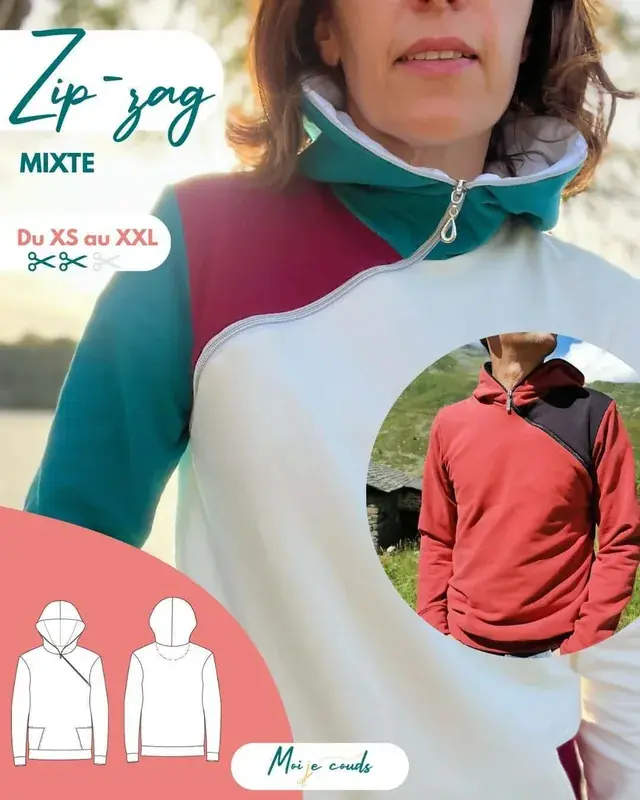 Le Sweat Zip Zag du XS au XXL