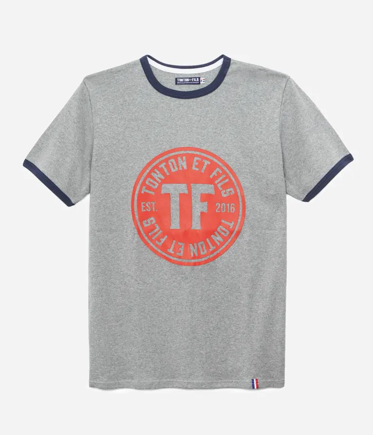Le tee-shirt «Logo Tonton et Fils» gris chiné et marine