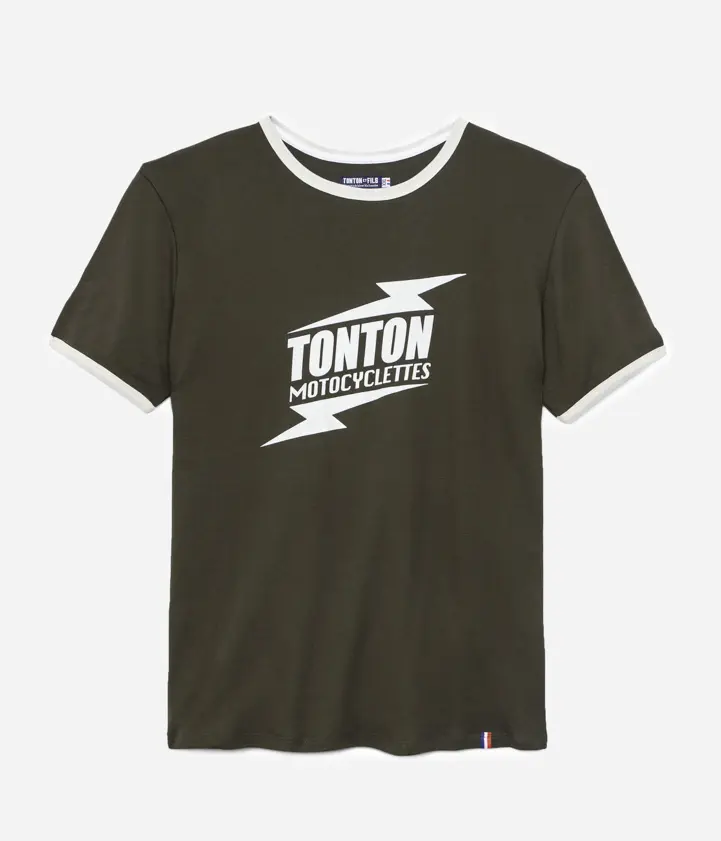 Le tee-shirt «Motocyclettes» kaki et écru