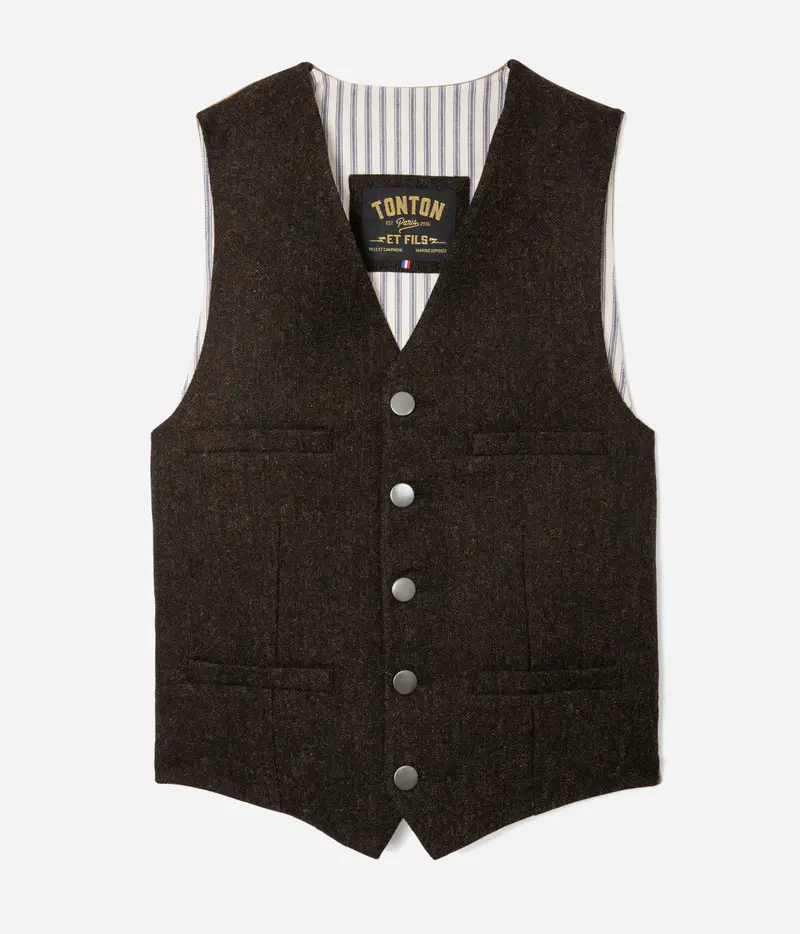 Le veston «Auguste» tweed brun dos kaki clair