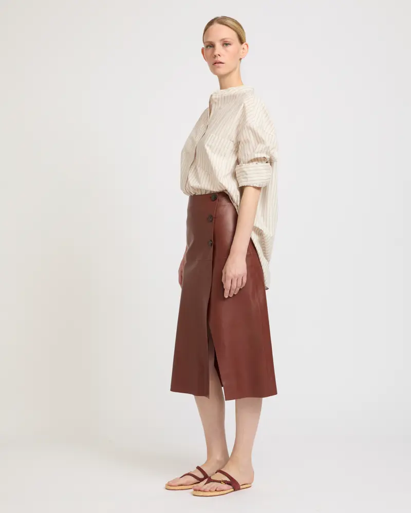 Leather wrap skirt