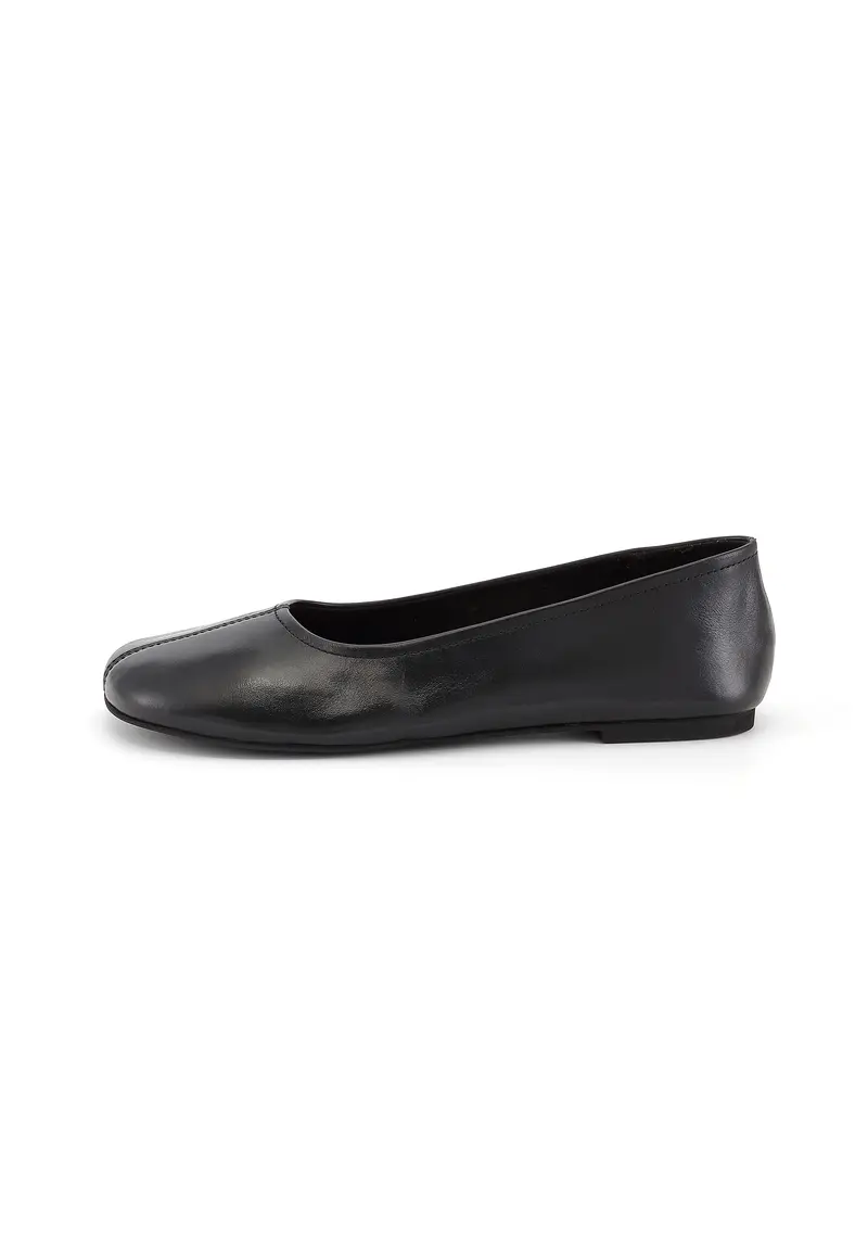 LENA - Ballerine en Cuir Lisse Noir