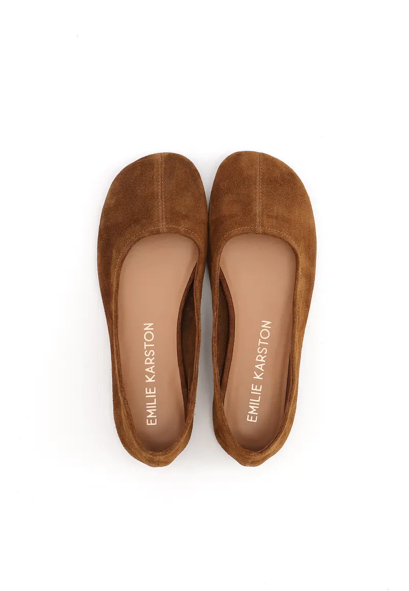 LENA - Ballerine en Cuir Suédé Camel