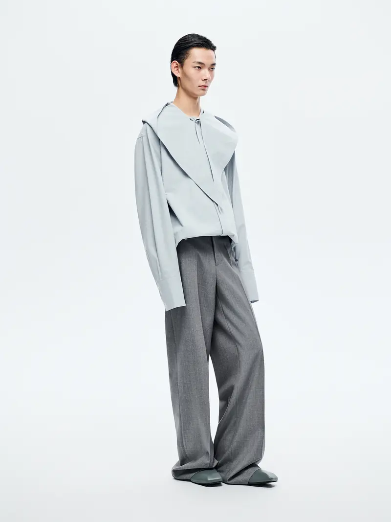 LIGHT BLUE HOODED LONG SHIRT