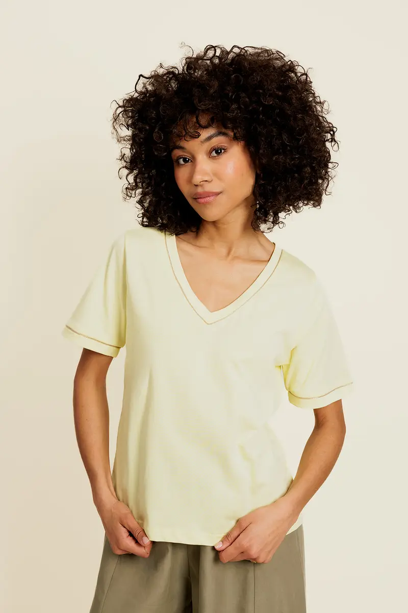 LILLIAN - T-shirt Col V Jaune
