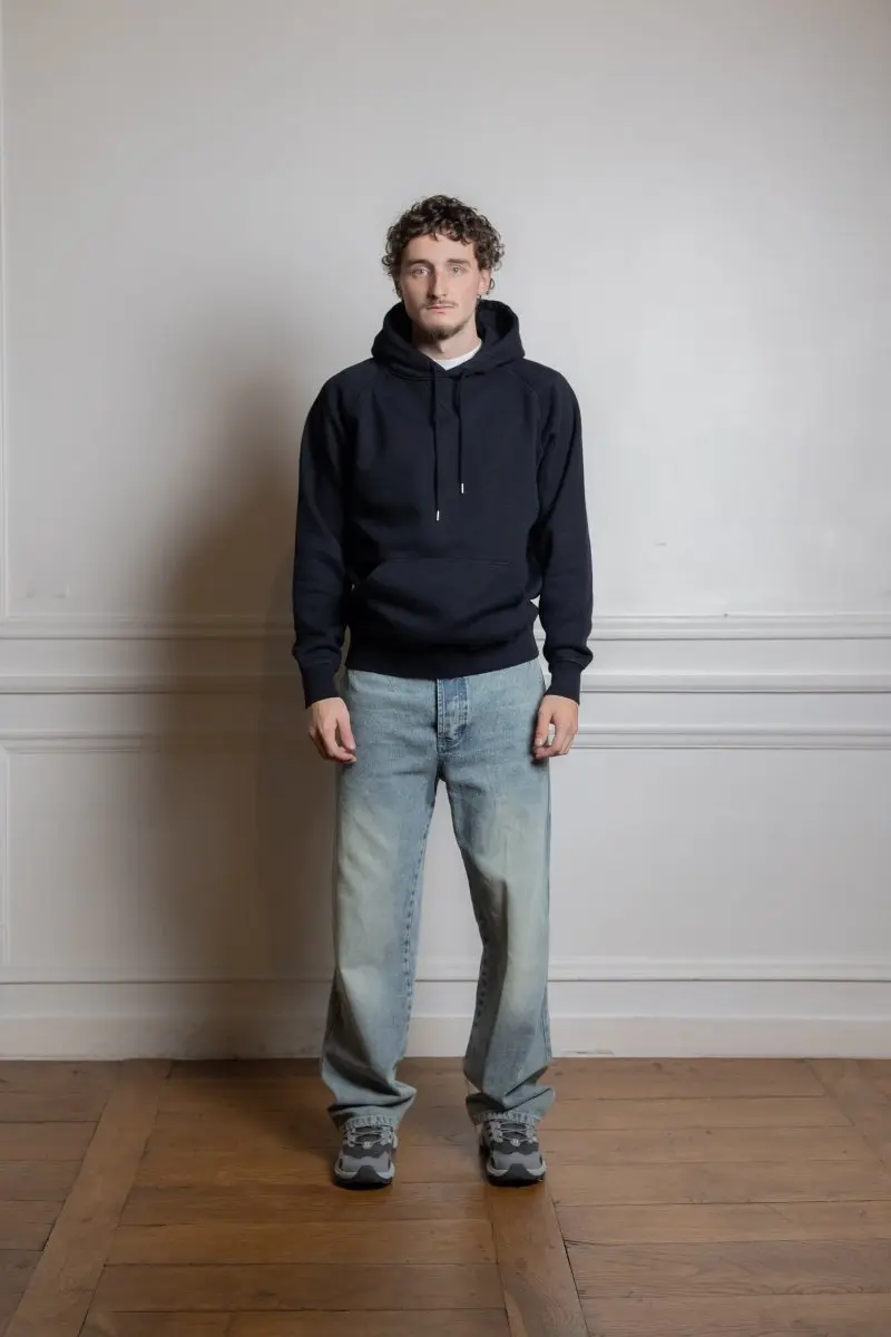 logo hooded sweat - black/white