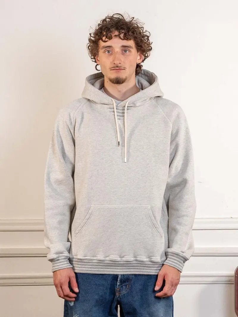 logo hooded sweat - heather off white