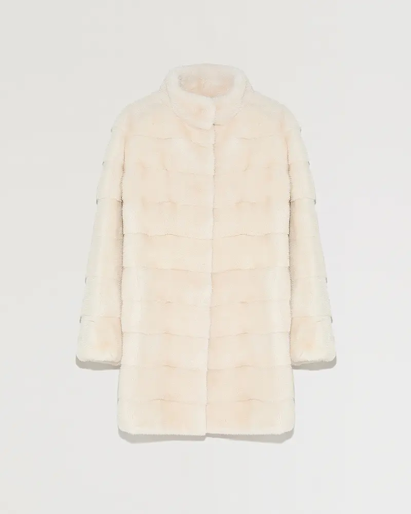 Long mink fur jacket with collar