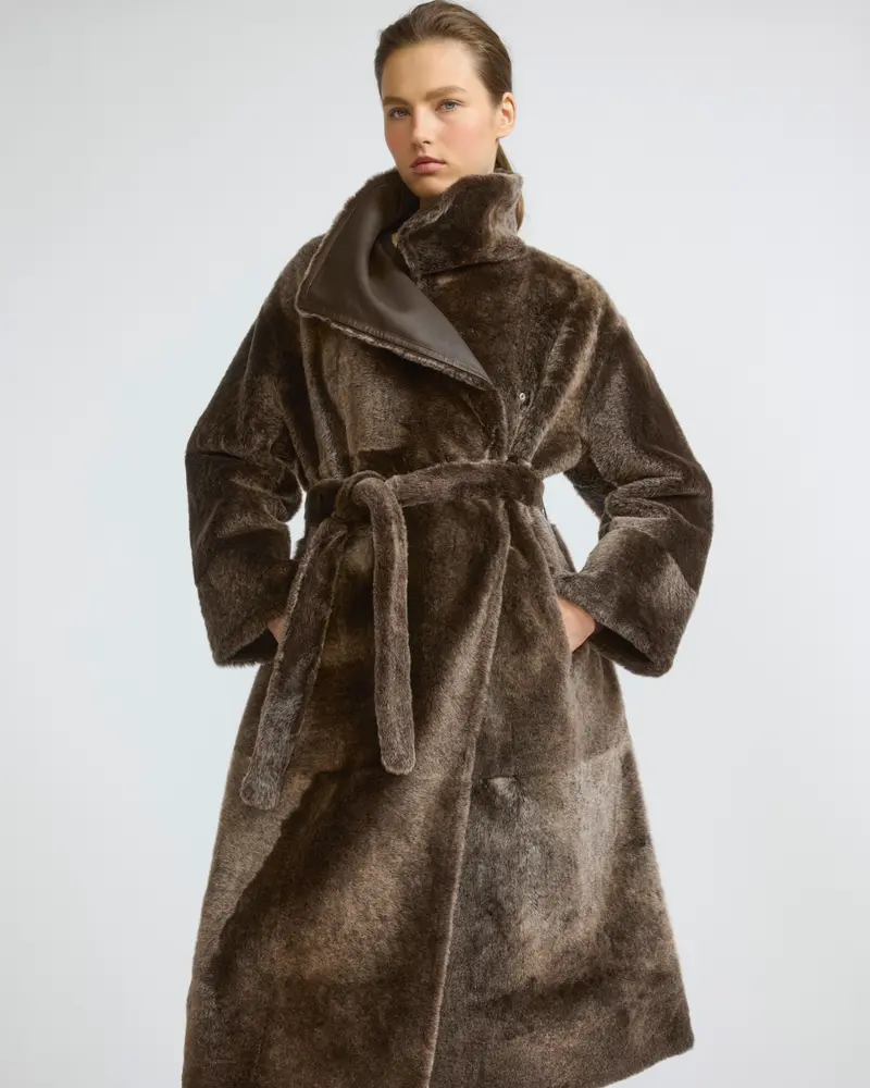 Long reversible Lacon lambskin shearling coat