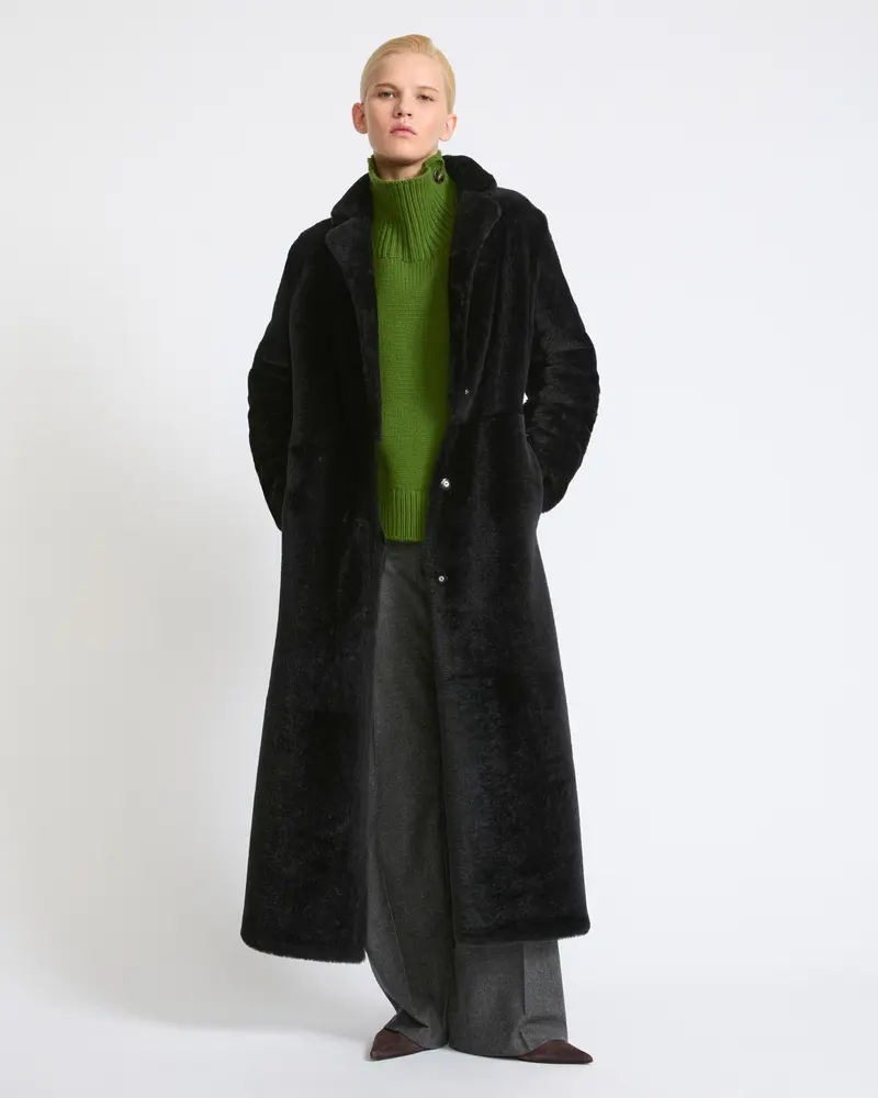 Long reversible lambskin shearling coat
