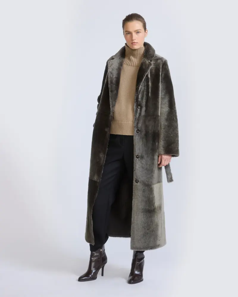 Long reversible lambskin shearling coat