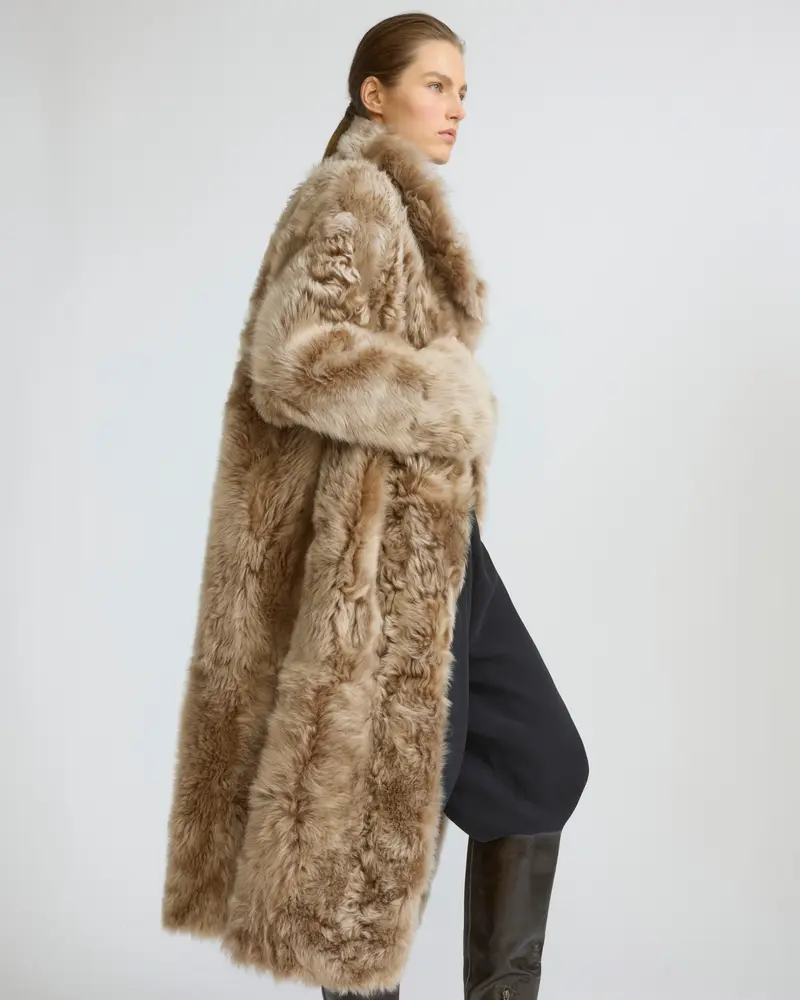 Long reversible lambskin shearling coat