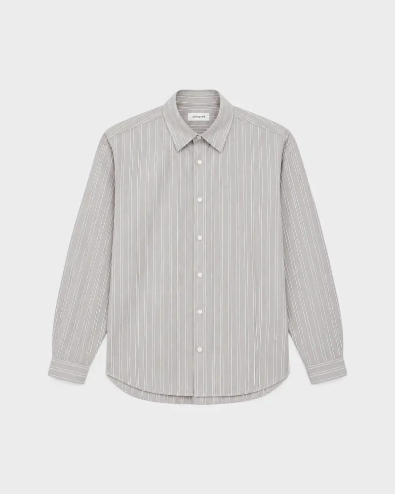 Long Sleeve Baggy Shirt Organic Cotton Brown and White Stripes