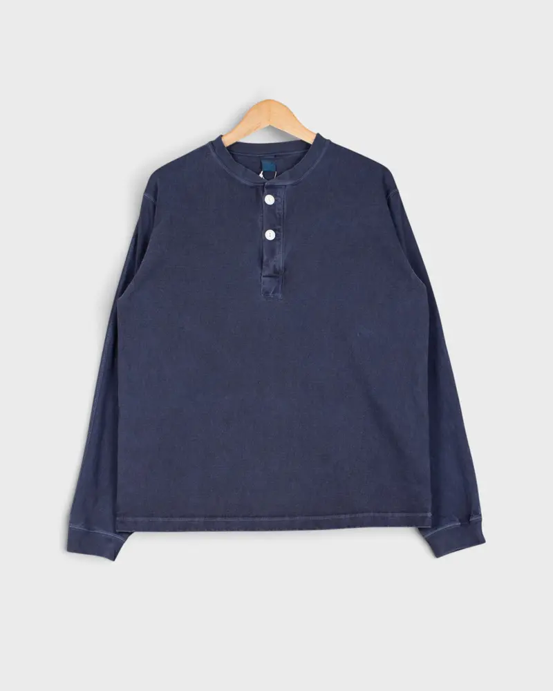 Long Sleeve Heavy Henley Tee P-Navy
