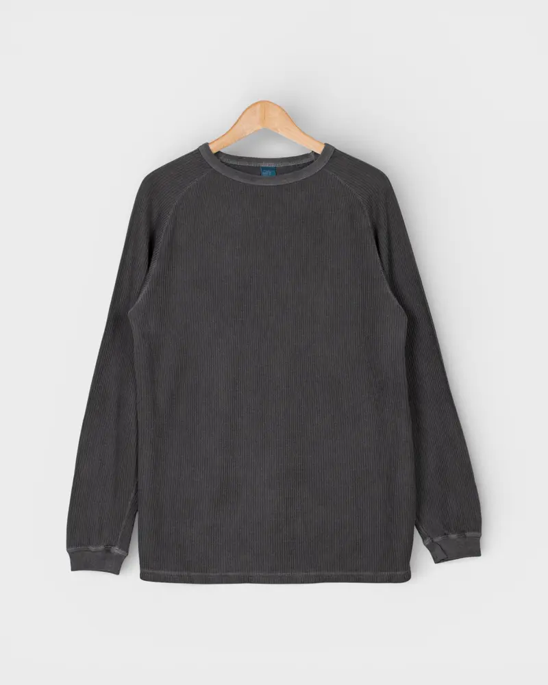 Long Sleeve Rib Knit P-Black