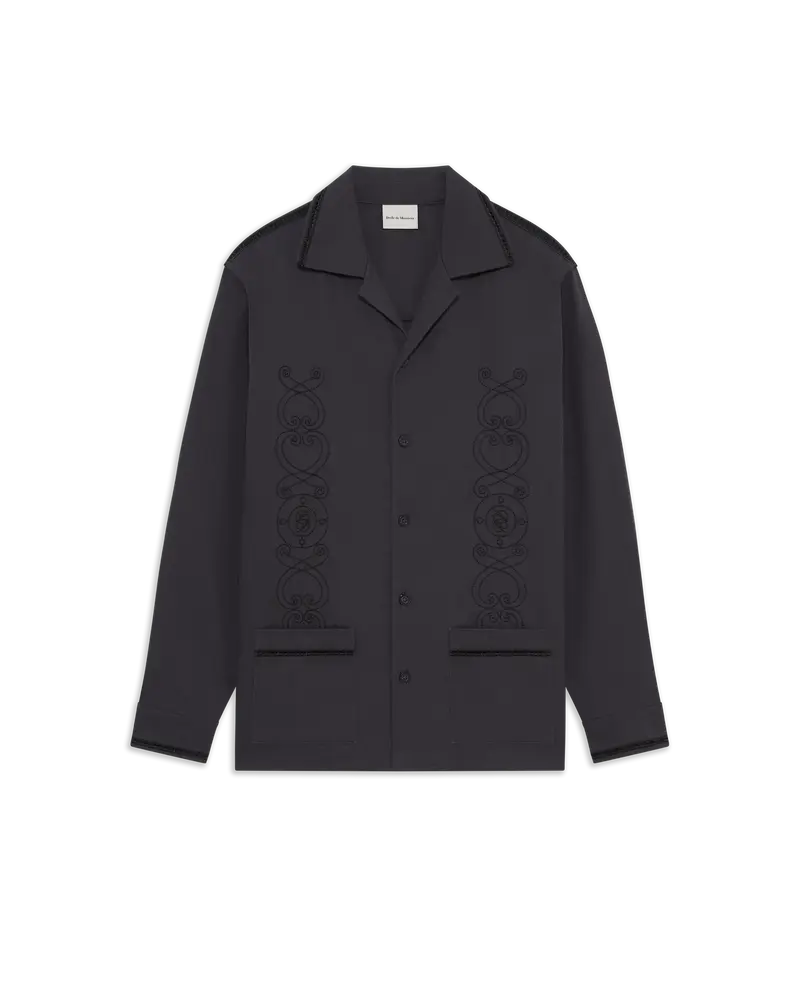 LONG SLEEVES SHIRT WITH NOTCHED COLLAR FRONT EMBRO
