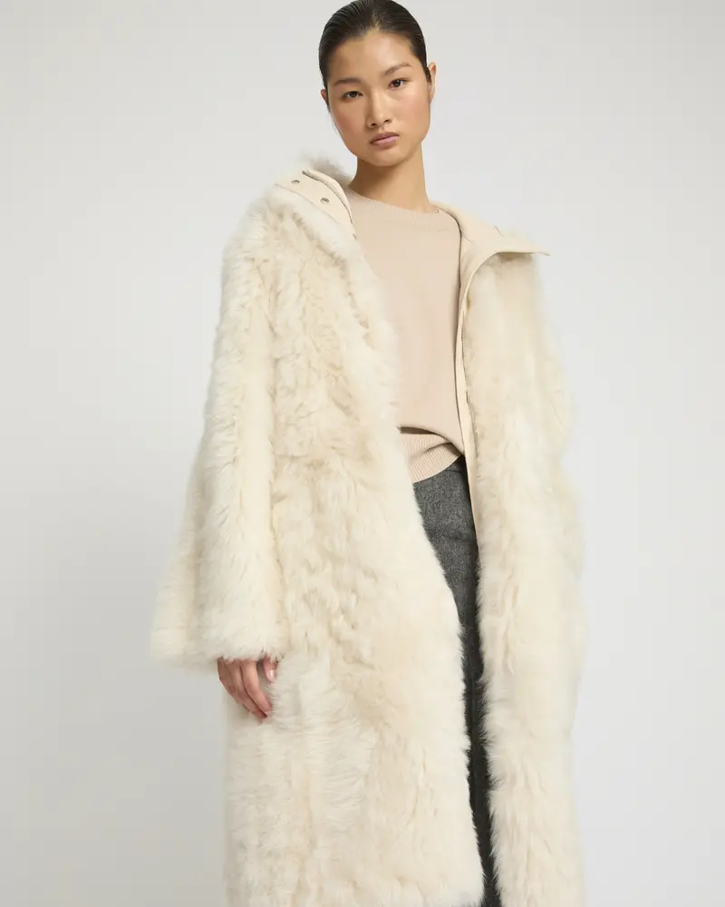 Long Toscana lambskin parka styled coat