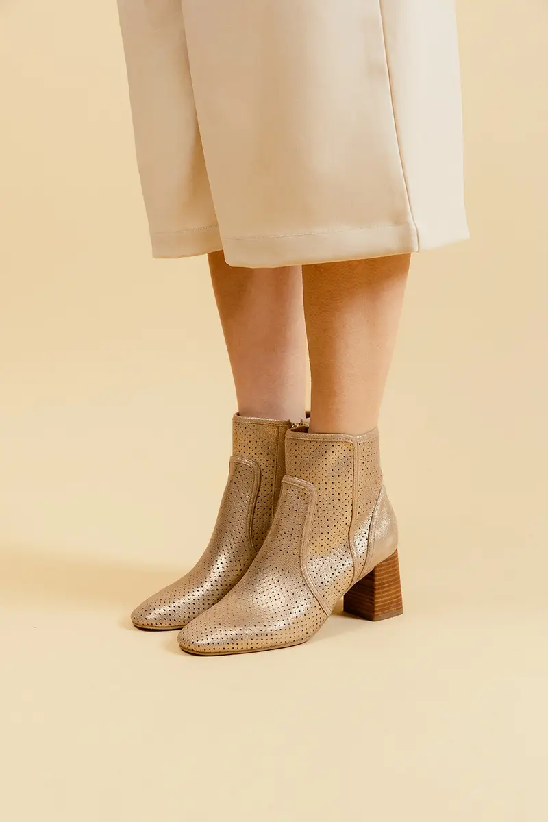 LOUNA - Bottines en cuir Or