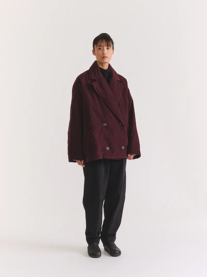 LUNA SHORT COAT - PIN CORD - BURGUNDY