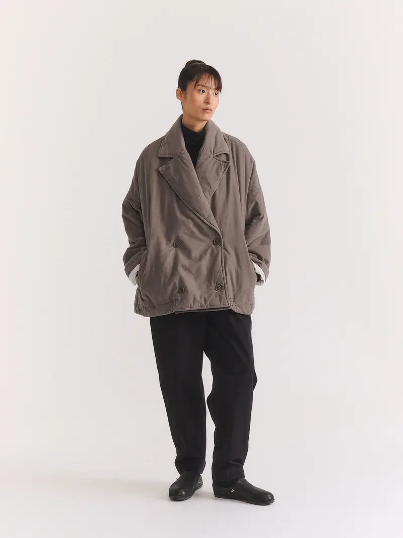 LUNA SHORT COAT - PIN CORD - LIGHT KHAKI
