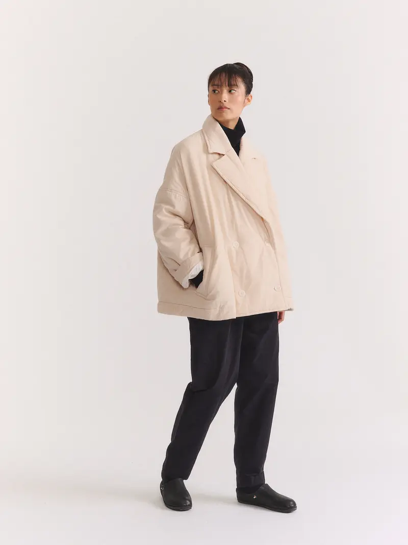 LUNA SHORT COAT - PIN CORD UNFINISHED - NATURAL