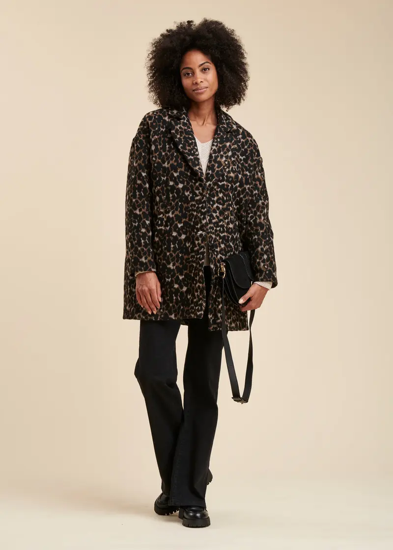 Manteau 3/4 jacquard peau de bête