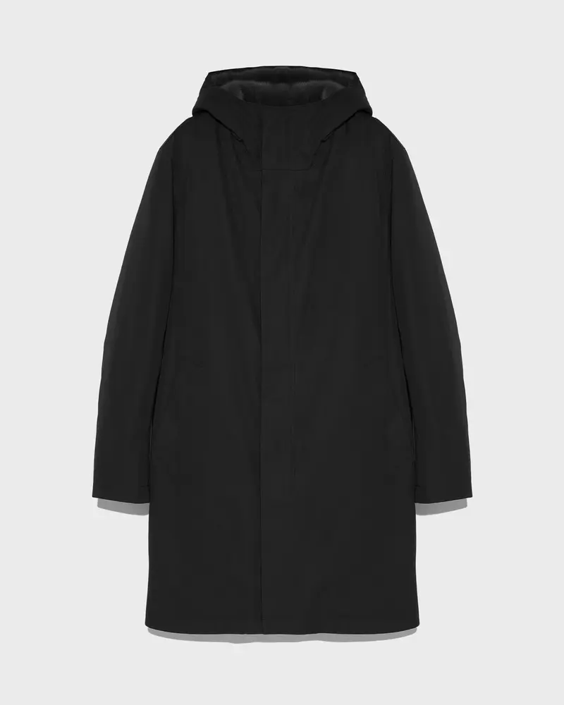 Manteau à capuche en gabardine imperméable et fourrure de vison