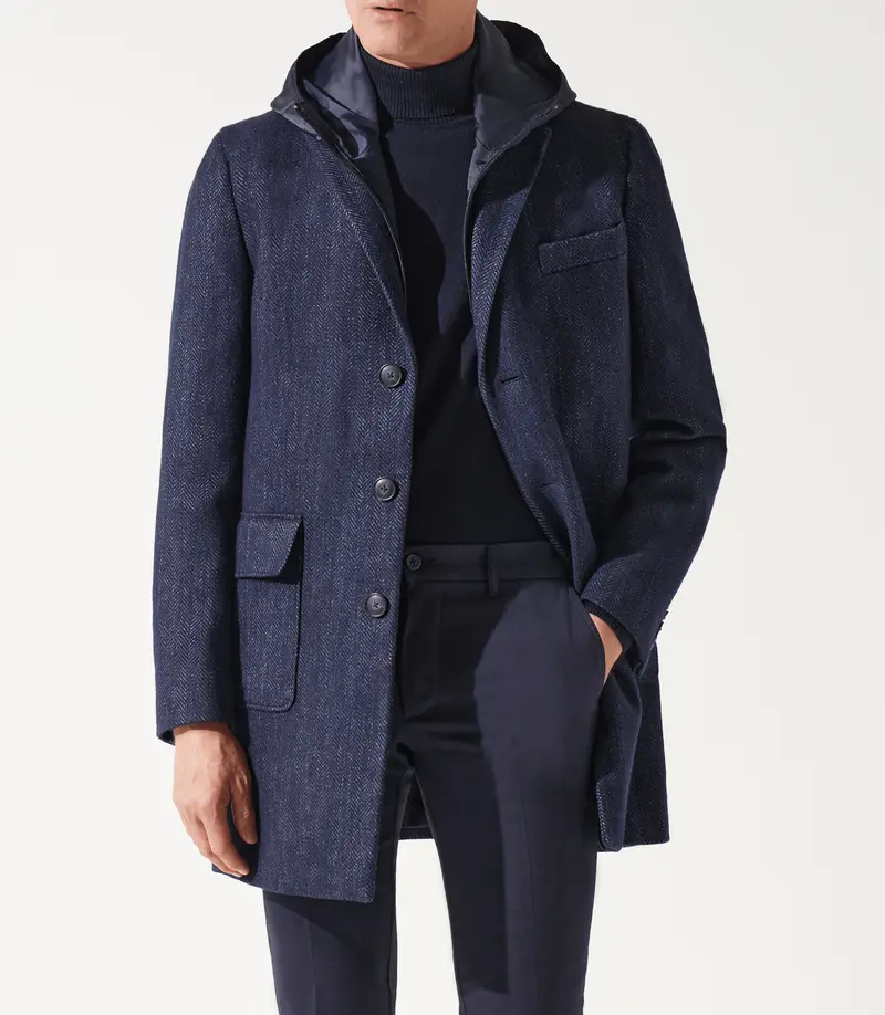 Manteau croisé bleu indigo ILLUMI