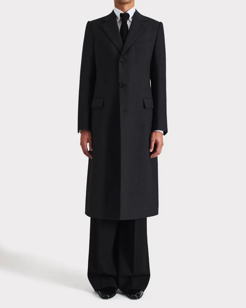 MANTEAU DROIT EN TWEED DE LAINE THORNPROOF - ANTHRACITE