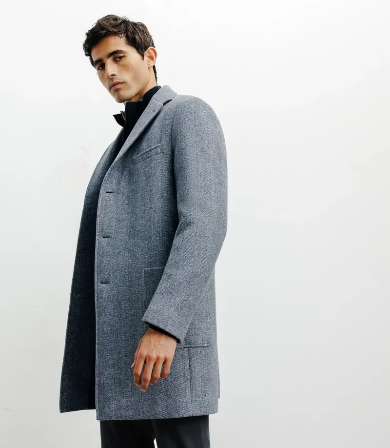 Manteau en laine avec boutons bleu