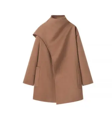 Manteau femme à col confortable et manches longues