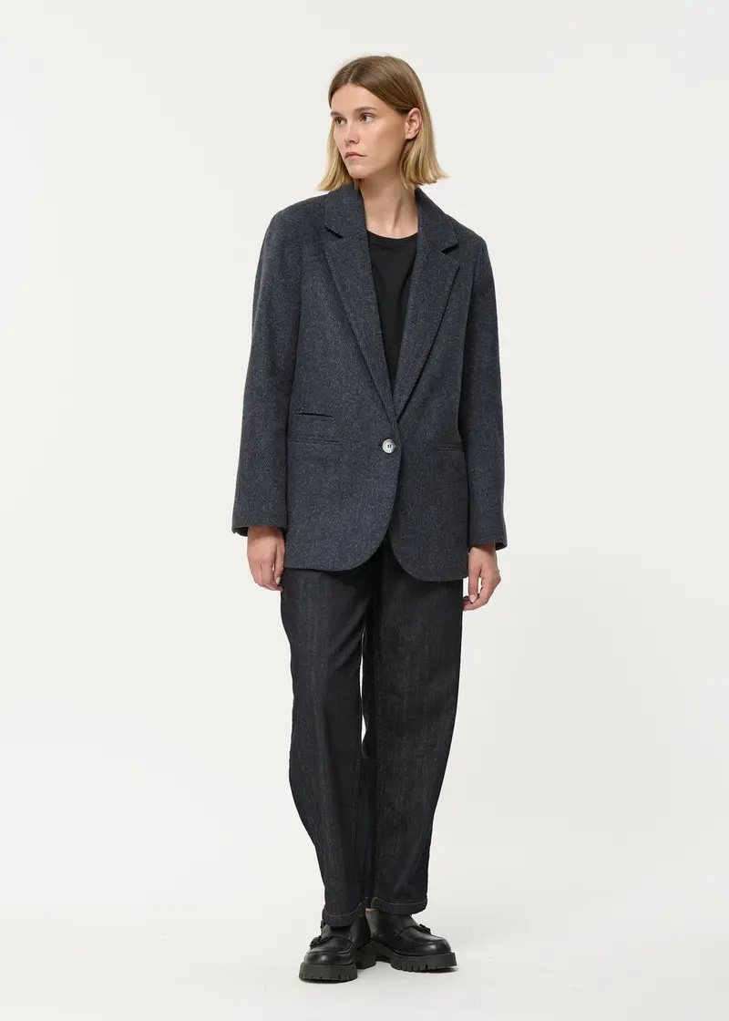 Manteau tailleur gris anthracite en lainage