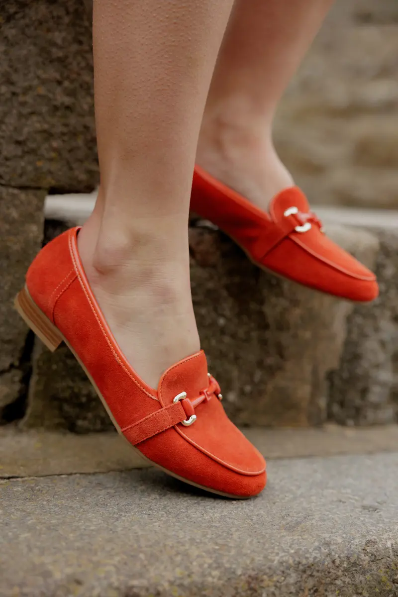 MARCIA - Mocassin en cuir Orange