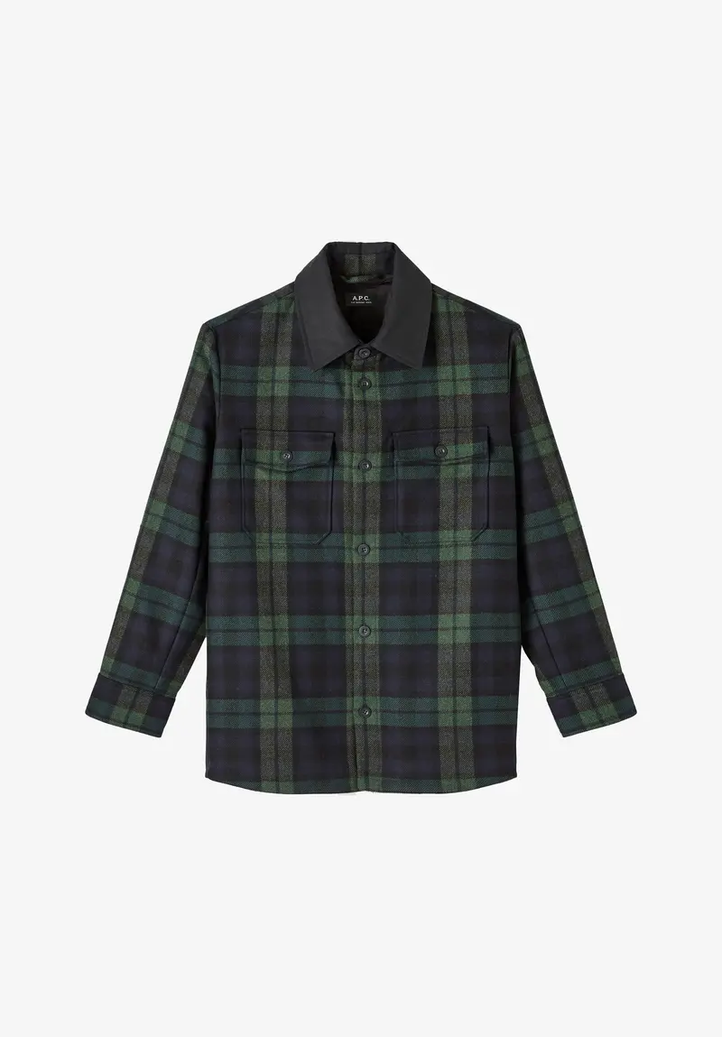 Marineblaue karierte Hemdjacke