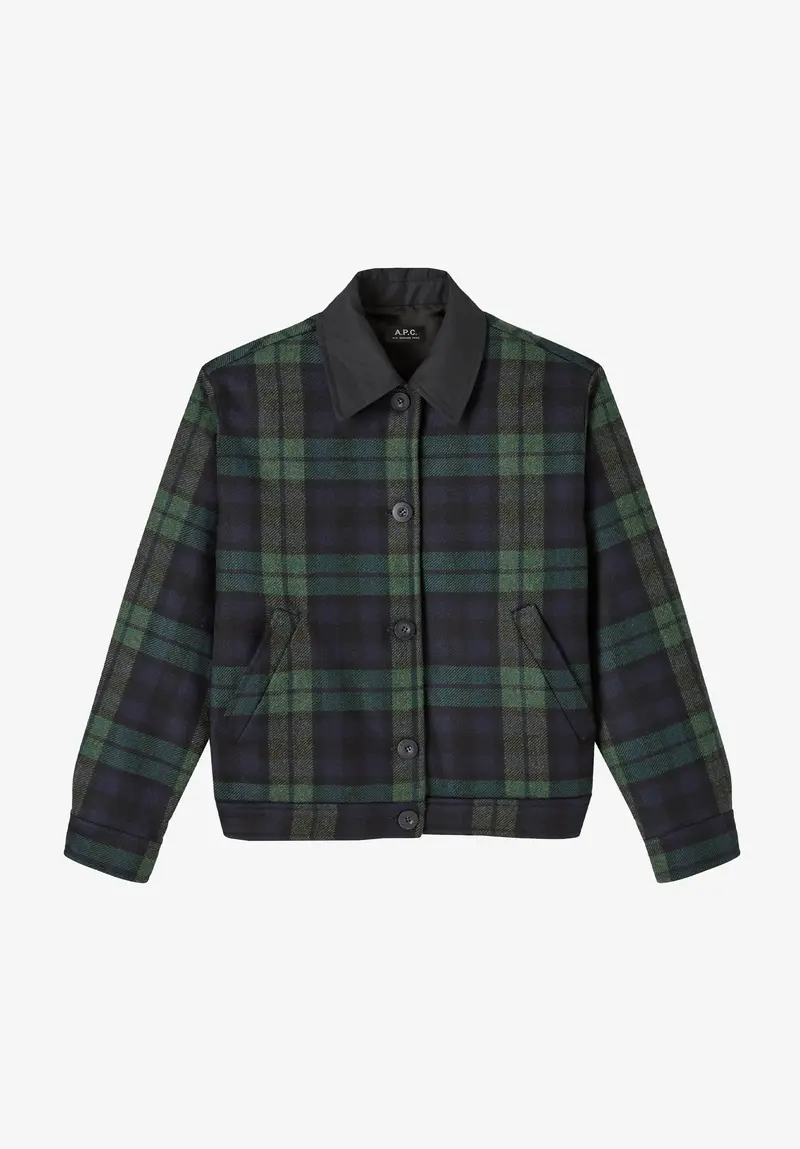 Marineblaue karierte Jacke
