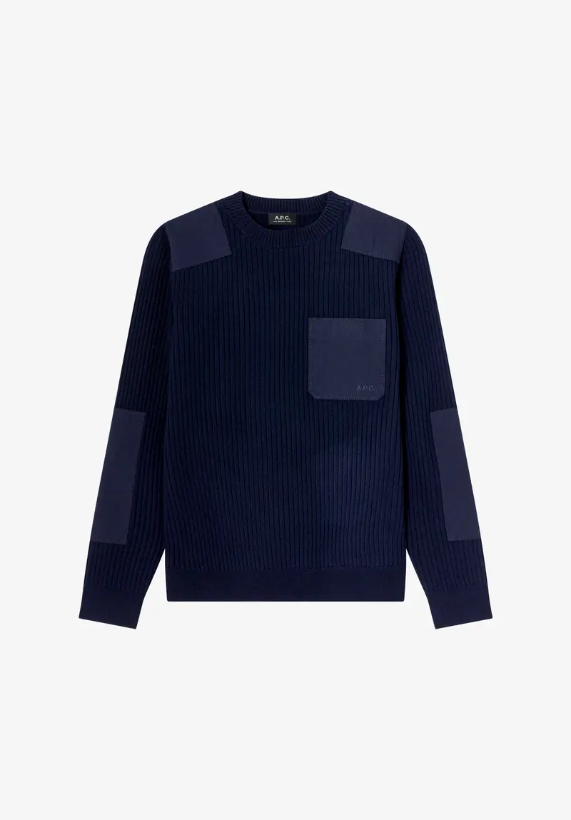 Marineblauer Military-Pullover aus Merinowolle