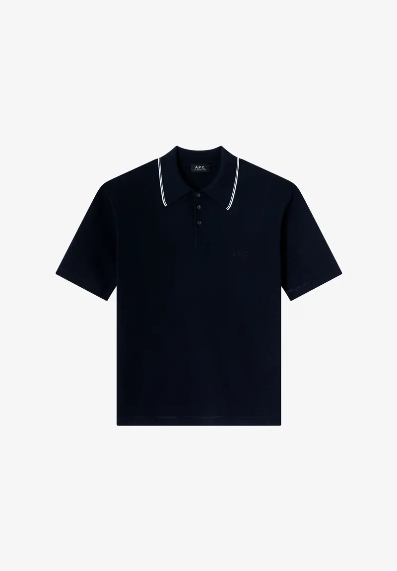 Marineblaues Polohemd mit Paspelkragen