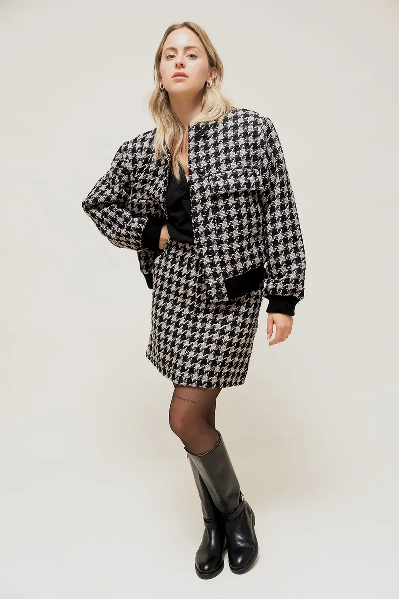 MAROYA - Jupe Courte en Tweed Pied-de-Poule