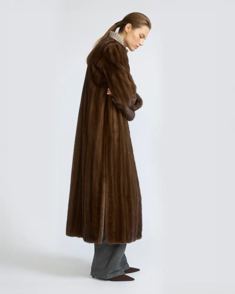 Maxi manteau en fourrure de vison long poil allongé
