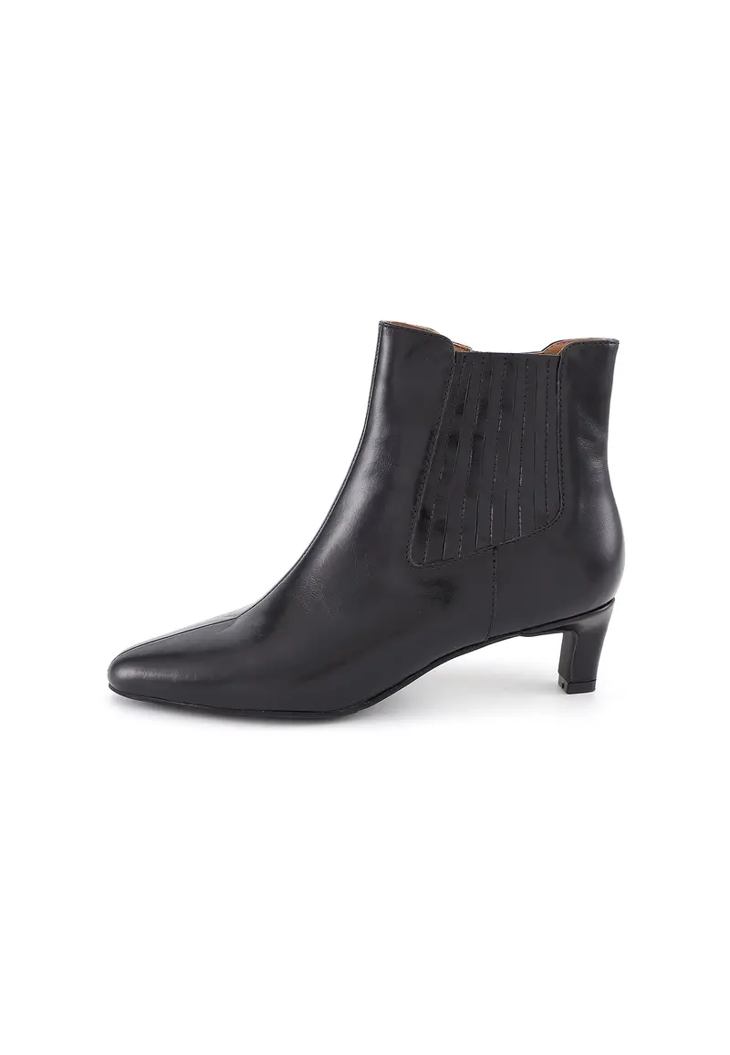 MAY - Bottines Pointues à Petit Talon en Cuir Noir