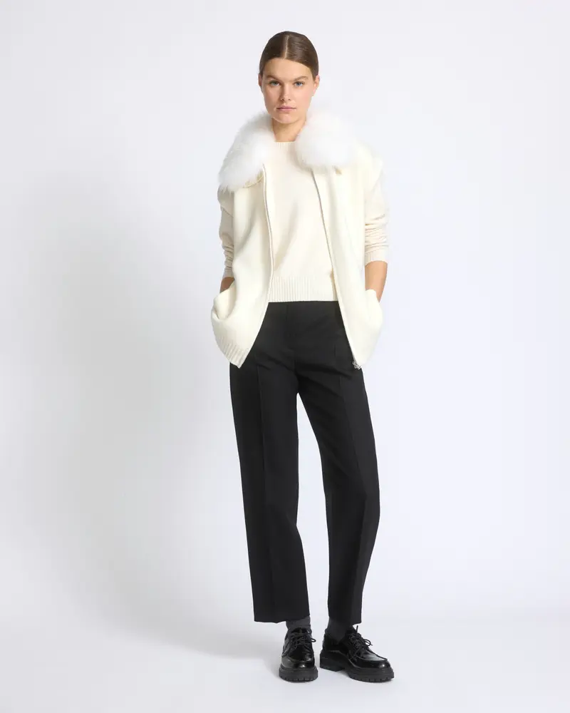 Merino knit and fox fur jacket