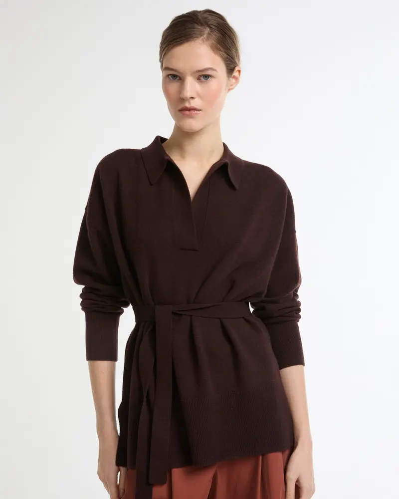 Merino knit polo shirt