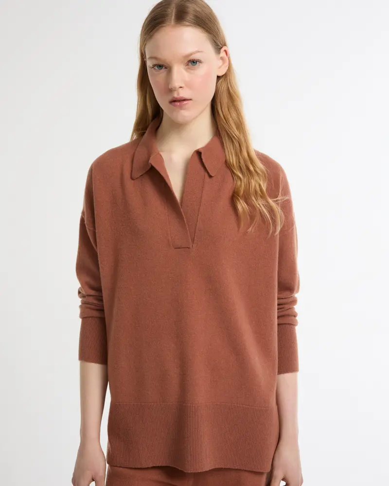 Merino knit polo shirt