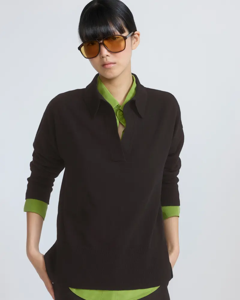 Merino knit polo shirt