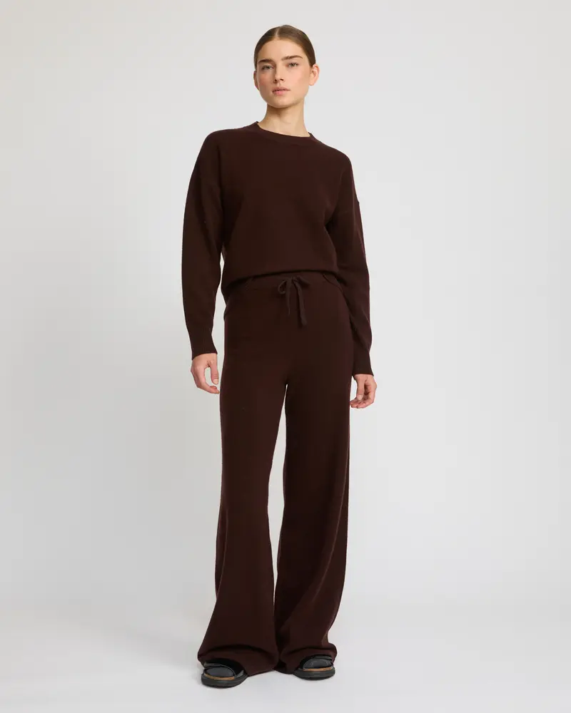 Merino knit wide leg trousers
