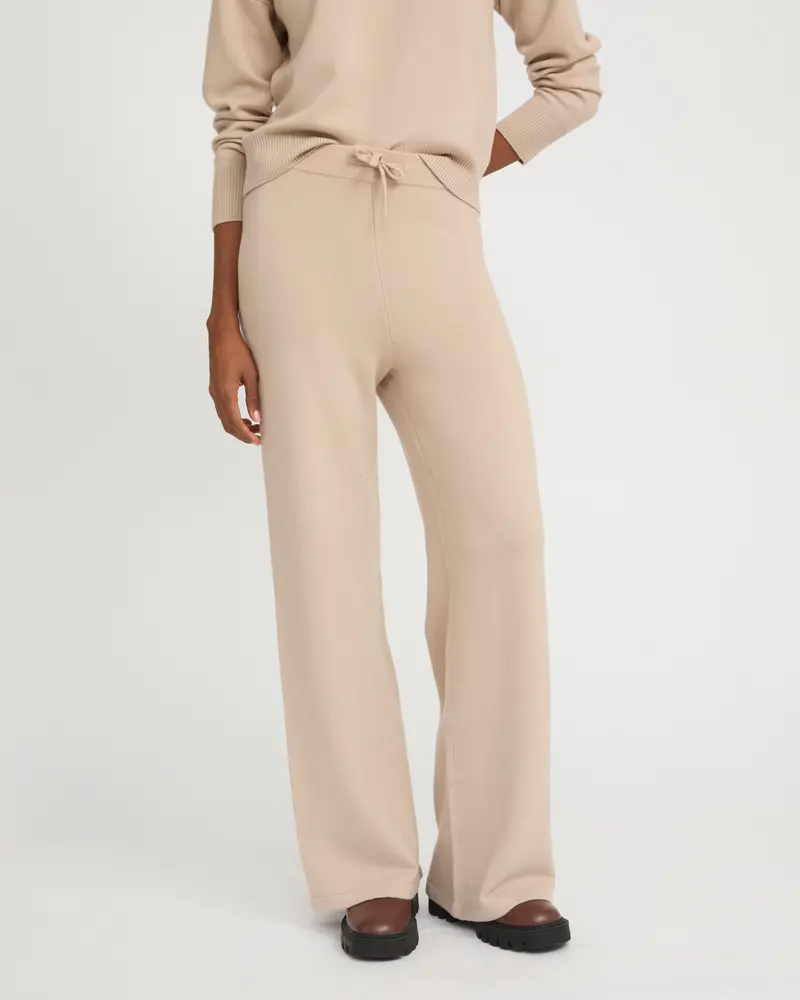 Merino knit wide leg trousers