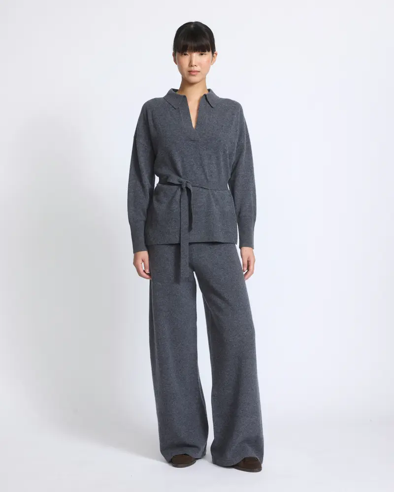 Merino knit wide leg trousers