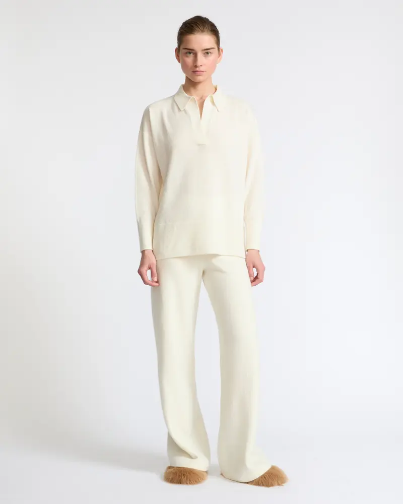 Merino knit wide leg trousers