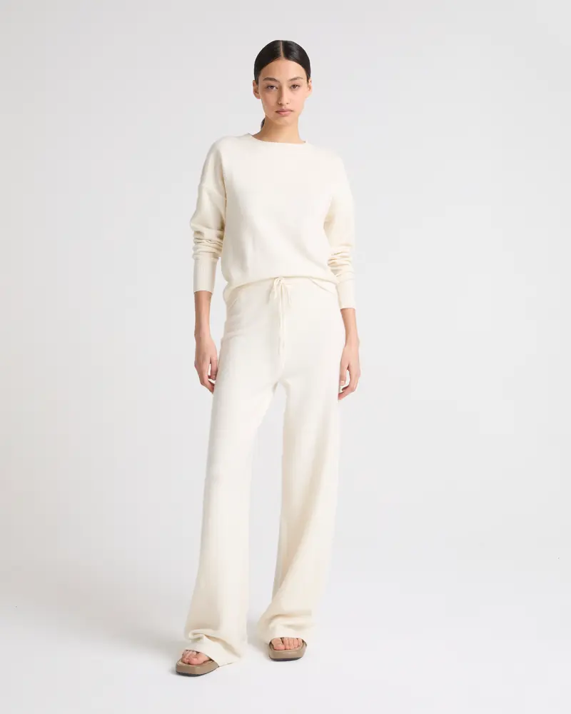 Merino knit wide leg trousers