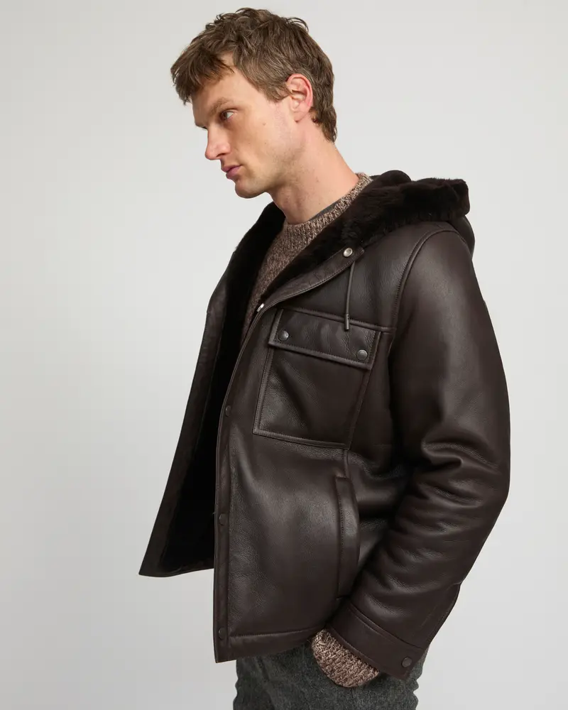 Merino lambskin shearling hoodie